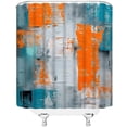 thumbnail image 5 of Turquoise Gray Orange Shower Curtain Burnt Blue Teal Orange and Gray Abstract Brushstrokes Painting Modern Art Fabric Bathroom Curtain Sets with Hooks, 5 of 6