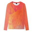 thumbnail image 3 of Olyvenn Winter Womens Casual Tunic Sweatshirts Gradient Tie Dye Print Tees Trendy Clothing 2023 Crew Neck Shirts Thermal Comfy Loose Fit Casual Tunic Blouse Long Sleeve Womens Tops Orange 12, 3 of 3