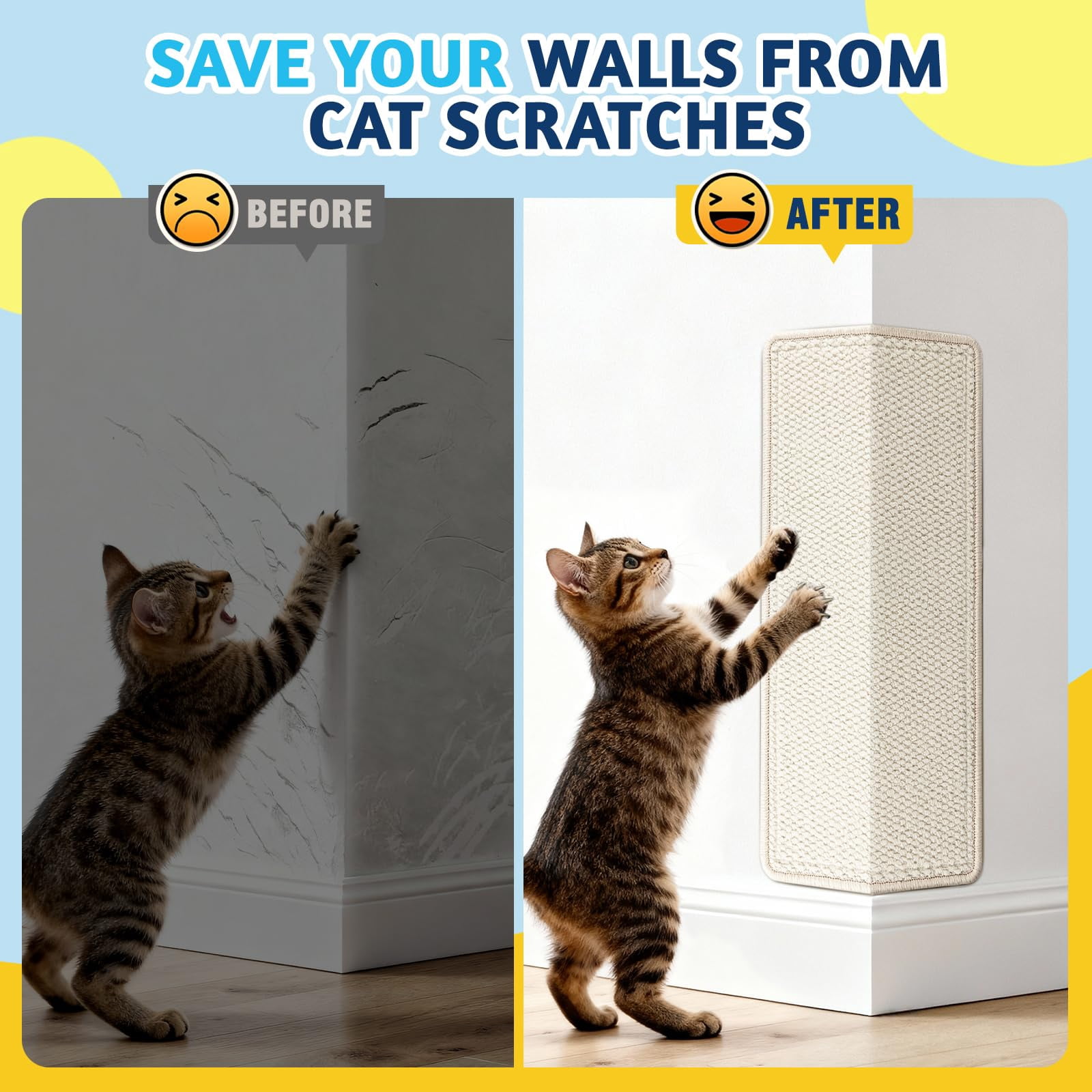 ​ Corner Cat Scratcher Wall Mounted For Indoor Cats  Pad Door Frame 19.6x9.8 Inch Anti Scratch Furniture Protector Couches And Walls​