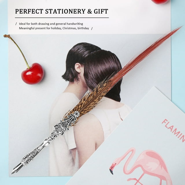 Zerone Classical Vintage Feather Fountain Pen Calligraphy Quill Dip Pen Home Decor Gift For Students