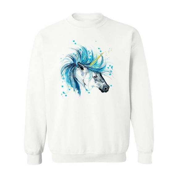 Blue Unicorn Watercolor Design. Sweatshirt Men -Image by Shutterstock, Male Large