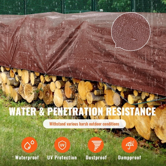 Tarp 20x40 ft 16 Mil Extra Thick,Waterproof Poly Plastic Tarps Cover,Multi-Purpose Outdoor Tarpaulin with Grommets&Reinforced Edges for Truck,RV,Boat,Camping (Brown)
