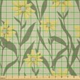 thumbnail image 2 of Ambesonne Floral Fabric by the Yard Microfiber, Vintage Yellow Tone Flowers, 2 Yards, Grey Yellow and Slate Brown, 2 of 2