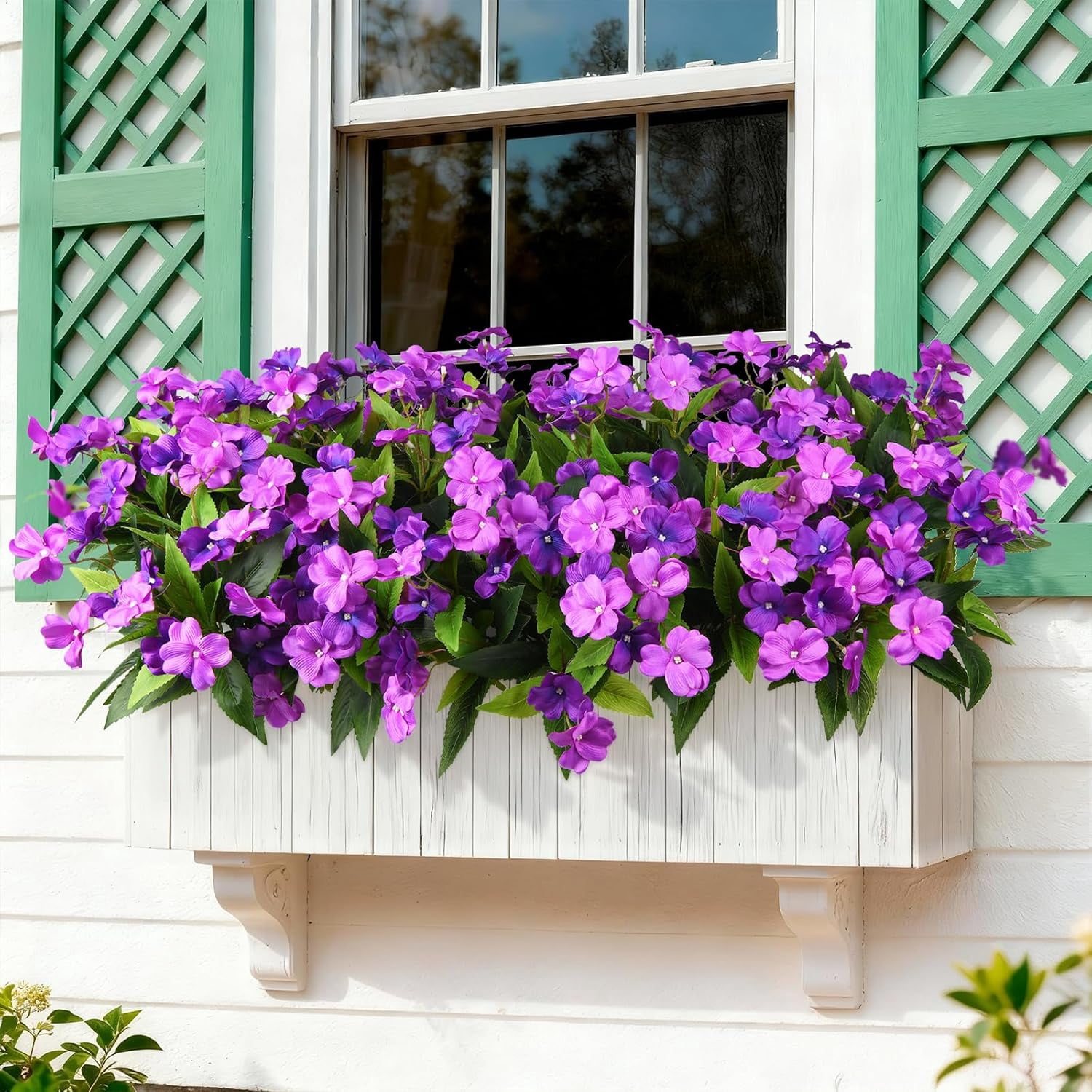 Artificial Fake Flowers for Outdoor, 6 Bundles UV Resistant Faux Plants Decoration Silk Flowers No Fade Plastic Flowers