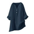 thumbnail image 1 of Blusa holgada con botones para mujer: manga larga, cuello en V, color liso, estilo informal y elegante, adecuada para ocasiones cotidianas y festivas, 1 of 5