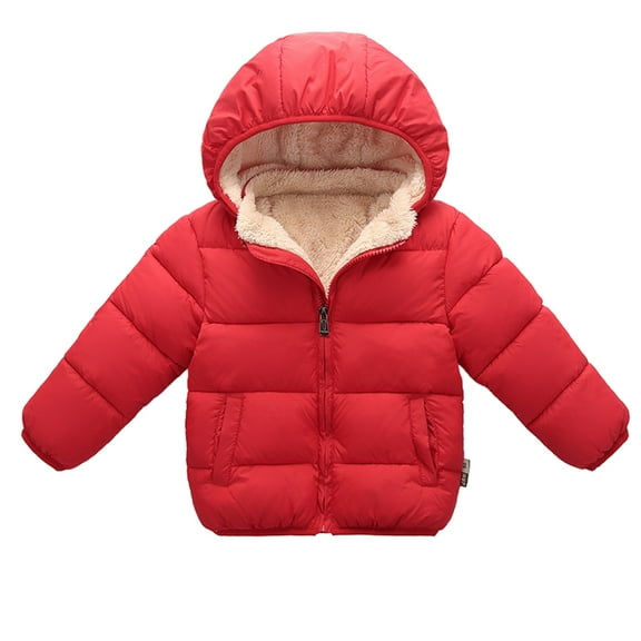 XBASW 1-7 Years Winter Fleece Coats for Toddler Kids Baby Padded Light Puffer Jacket Boys Girls Thick Outerwear with Hoods
