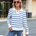 thumbnail image 4 of Camisas de Mujer con Cuello de Solapa, Cuello en V, Blusa de Larga, Blusa Informal Elegante. Azul L, 4 of 8