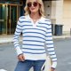 thumbnail image 4 of Camisas de Mujer con Cuello de Solapa, Cuello en V, Blusa de Larga, Blusa Informal Elegante. Azul M, 4 of 8