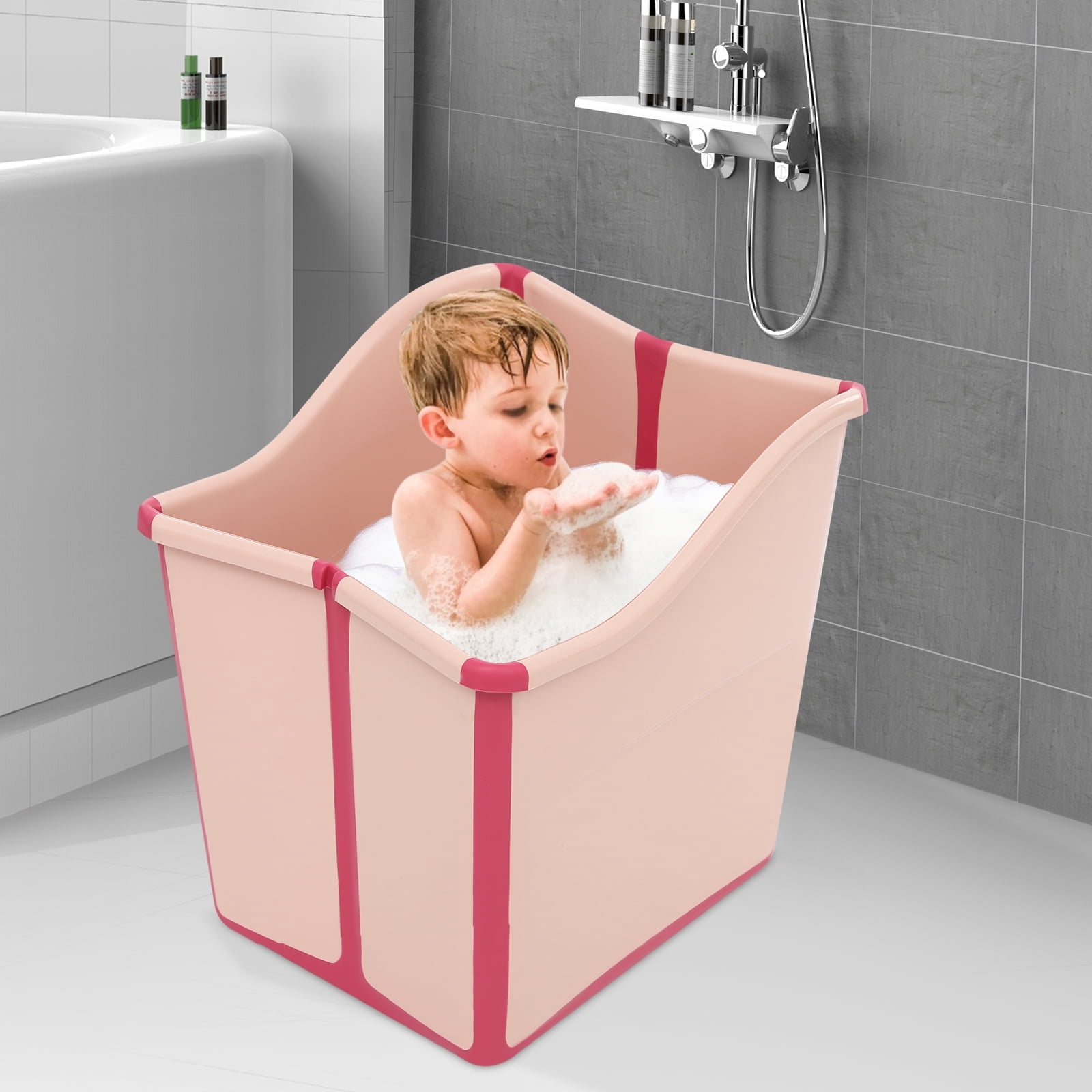 Home Portable Bathtub,Foldable Mini Bathtub for Children,Kids Folding Water Tub Sauna Spa Soaking Bath Bathtub Collapsible Bathtub -22.45gal