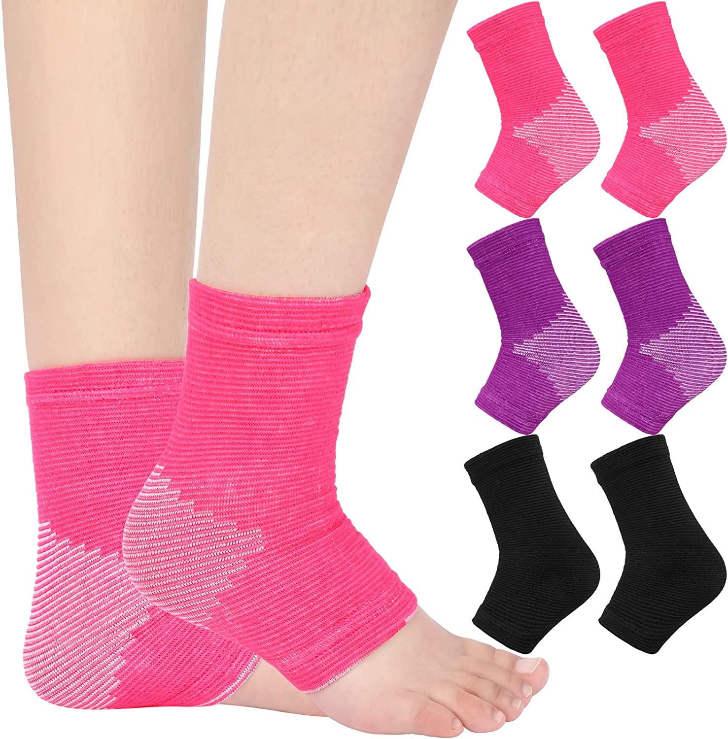 3 Pair Kids Ankle Brace for Girls Compression Ankle Sleeve Support Knitted Children Elastic