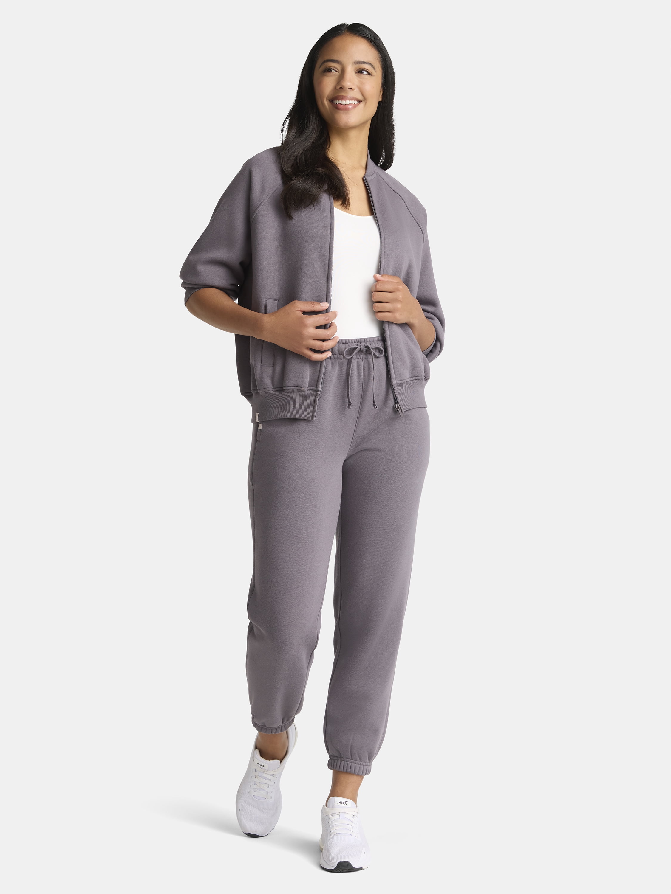 Athletic Works Women's Zip Front Fleece Bomber Jacket, Sizes XS-XXXL