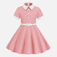 thumbnail image 2 of Gubotare Little Girl Dress Girl Spring Summer Dress Sundress Short Sleeve Outfit Clothes Clothing Navy Dots and Flowers Size 5-6T (Pink,5-6 Years), 2 of 8