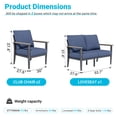 thumbnail image 5 of Sweecci 3 Pieces Aluminum Patio Furniture Set, Oversized All Weather Outdoor Conversation Set with Thick Washable Cushions, Outdoor Couch for Backyard, Patio, Balcony,Navy Blue, 5 of 8