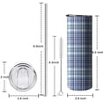 thumbnail image 5 of 20oz Blue White and Yellow Checkered Pattern Skinny Tumblers Stainless Steel Tumbler with Lid and Straw,Vacuum Insulated Double Wall Travel Tumbler Cups with Cleaning Brush for Coffee,Tea, 5 of 6