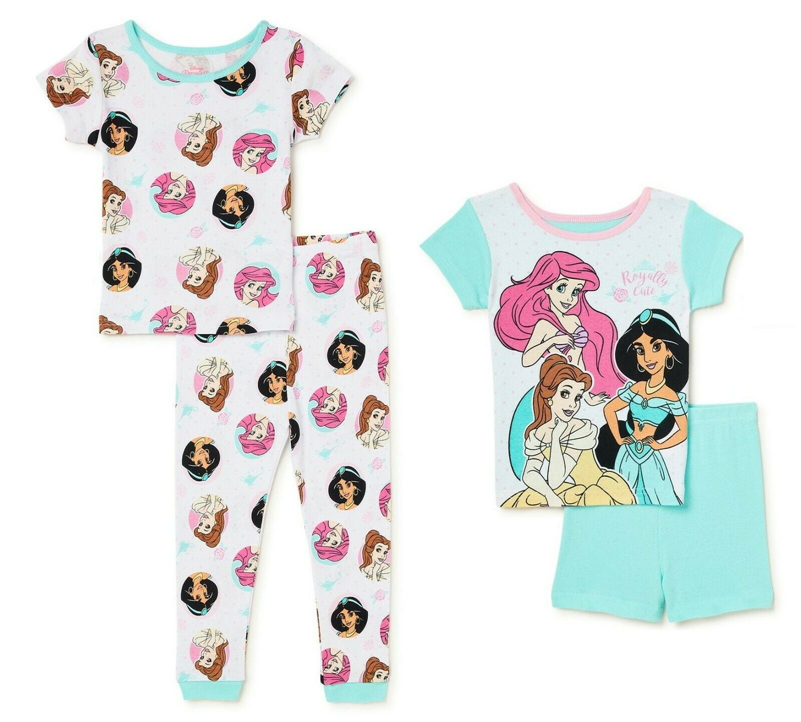 Disney Princess Girls 4pc Snug Fit Pajama Pant Set Size 4 6 8 10 $48 