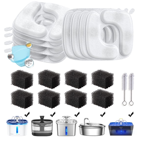 Ophanie Replacement Filters for Cat Water Fountain Veken/Ophanie 108oz/95oz/85oz Fountain, Replacement Filters & Pre-Filter Sponges, 16 Pack