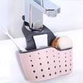 thumbnail image 4 of Fregadero de cocina Caddy Soporte de esponja Soporte de jabón de plástico de silicona Colgante Correa ajustable Grifo Caddy con orificios de drenaje para secado, rosa WD.WDQZL Hogar, 4 of 4