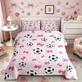 thumbnail image 2 of Meiyoeat Cute Soccer Ball Queen Comforter Set 3 Pieces, Pink Bow Print Comforter Sets Queen for Bedroom,Pink Reversible, 2 of 6