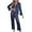 Blue, variant on Uaswgudfs ​Women Pajama Set Silky V-Neck Long Sleeve Loose Straight-Leg Relaxed Fit​