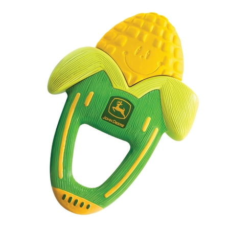 The First Years John Deere Massaging Corn Teether, Vibrating and Soothing Baby Teething Toy, Green + Yellow