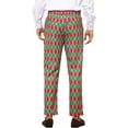 thumbnail image 3 of INSPIRE CHIC Men's Pant Diamond Plaid Pattern Regular Fit Color Block Suit Trousers 28 Red Green, 3 of 6