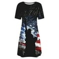 thumbnail image 4 of Simua Women's Fashion Summer T-shirt Dress Round Neck Short Sleeved Independence Day Printed Flowy Midi Dress, 4 of 5