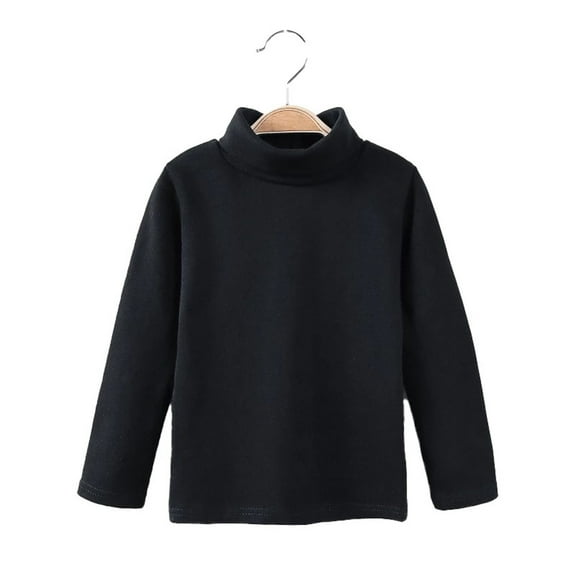 Dyfzdhu Toddler Children Turtleneck Top Girls Boys Solid Color Long Sleeve T-shirt 3-10Y