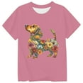 thumbnail image 3 of Kiijoy Toddler Girls Tee Shirt Floral Dog Print O-Neck Short Sleeved T Shirt, Sizes 1-2, 3 of 3
