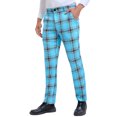 thumbnail image 4 of INSPIRE CHIC Plaid Dress Pants for Men's Slim Fit Straight Leg Formal Tartan Printed Pants 28 Light Blue, 4 of 5