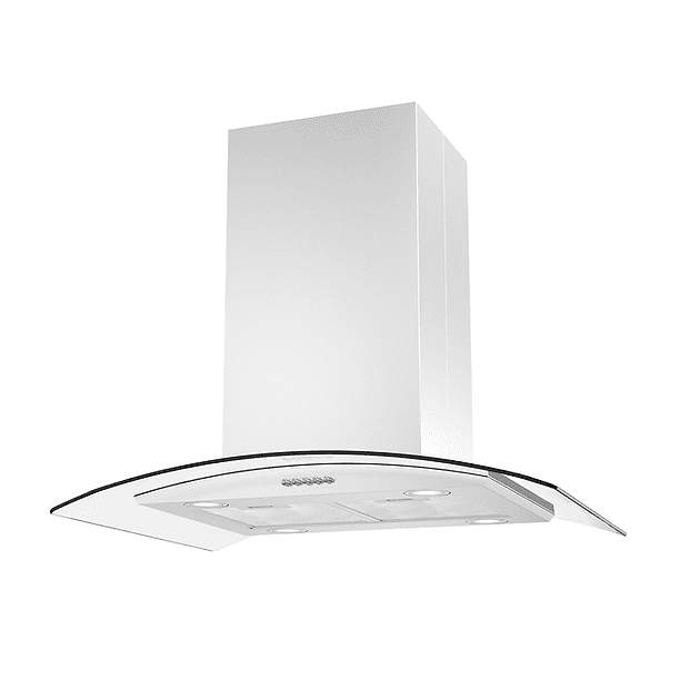 Campana DE ISLA IHD ISOLA MILAN 30 pulgadas con FILTROS PURIFICADORES y cristal curvo en acero inoxidable