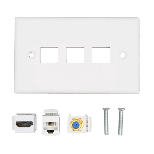 HD Multimedia Interface Ethernet Wall Plate, Plug And Play Multifunction 3 Port Wall Plate Easy Installation TV F Head For Computers For HDTV