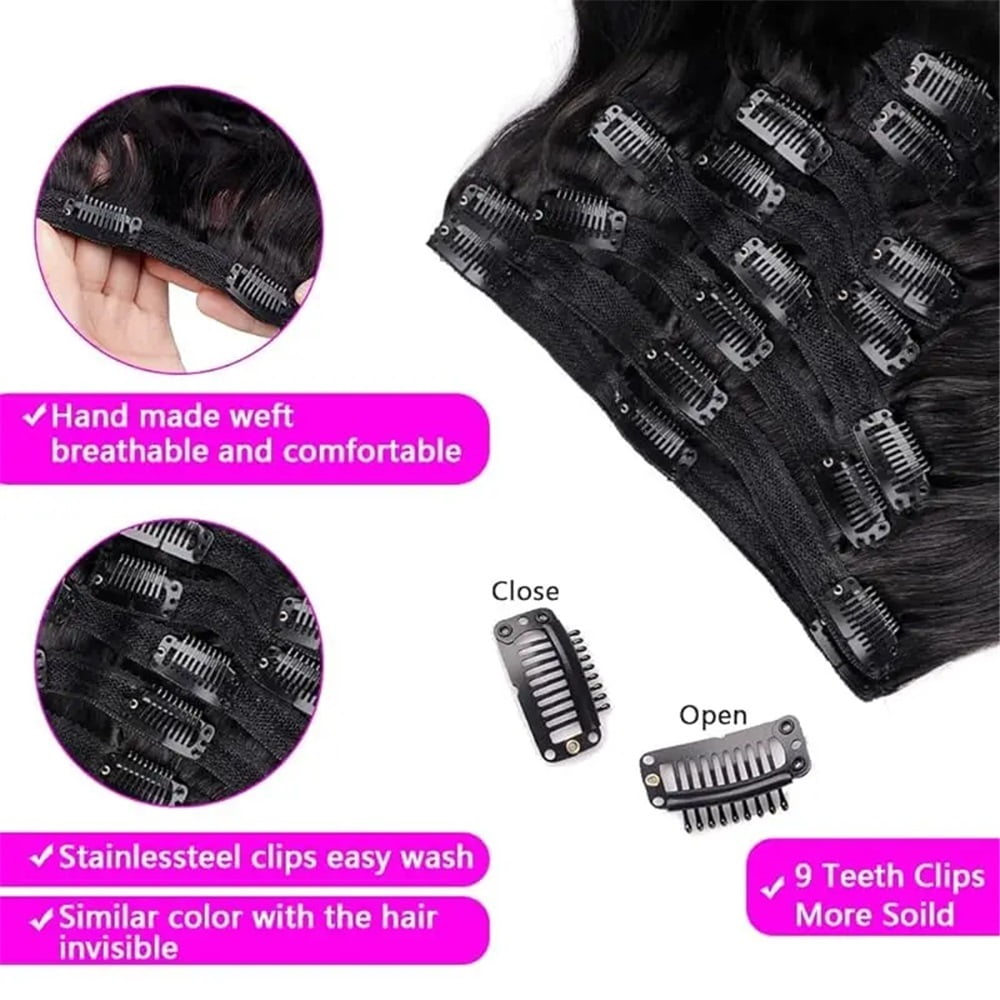 Body Wave 100% Brazilian Clip in Hair Extensions Human Hair 8Pcs Remy Hair Extensions Clip ins