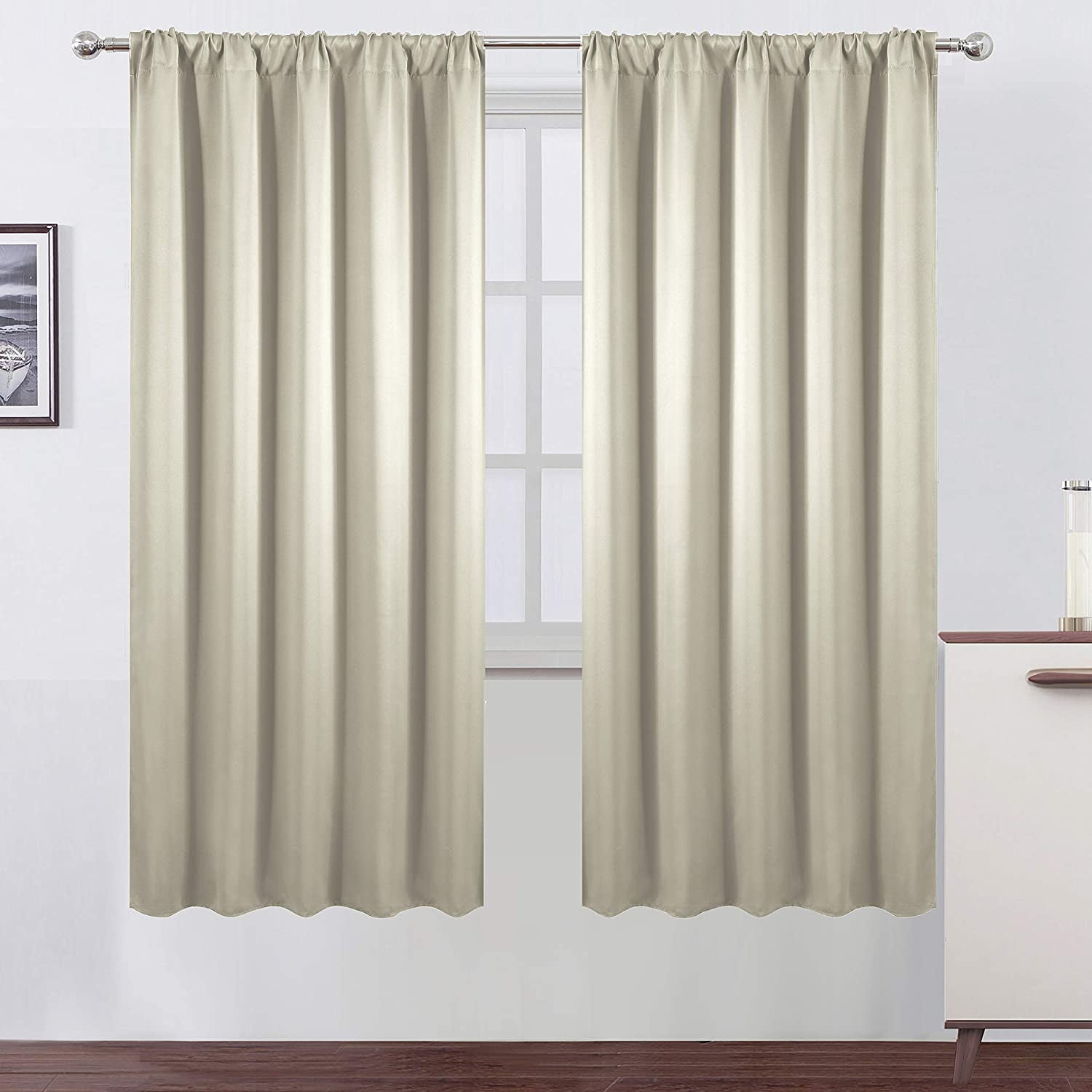Light Beige Blackout Curtains 52 X 72, 72 Inch Curtain Panels
