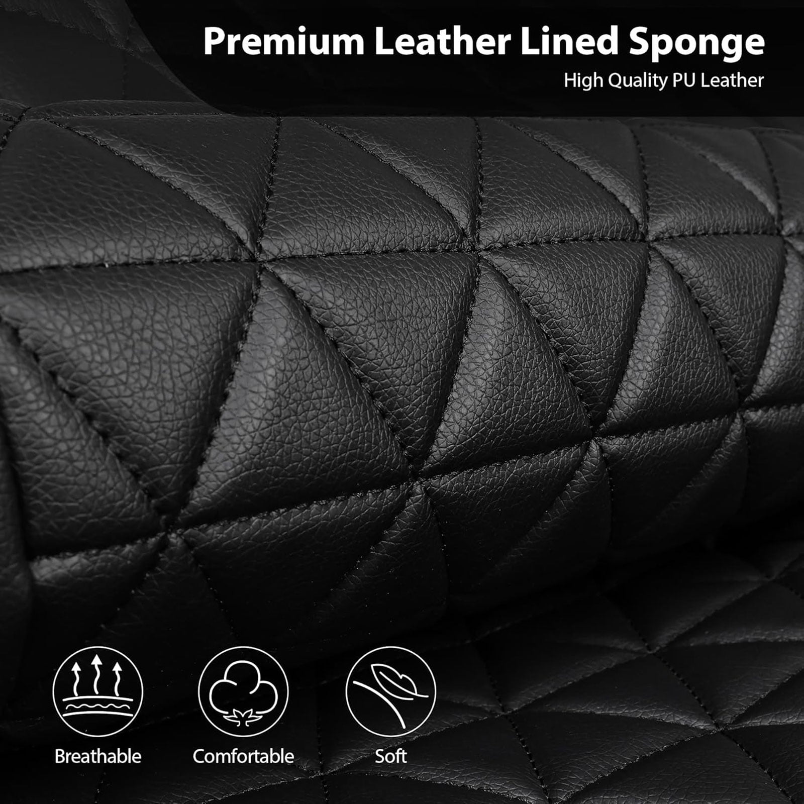 CAR GRAND Bling diamond leather automotive seat covers front pair water proof shining glitter sparkly crystal rhinestone universal armrest fit girl woman lady black
