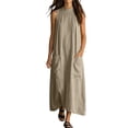 thumbnail image 2 of QUNYINEY Sleeveless Womens Plus Size Dresses A Line Summer Long Casual Sundress Loose Fit with Pockets Crew Neck Solid Dresses, 2 of 6