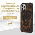 thumbnail image 2 of Case Yard Wooden Case for iPhone-12/12-Pro Soft TPU Silicone cover Slim Fit Shockproof Wood Protective Phone Cover for Girls Boys Men and Women Supports Wireless Charging Great Lion Design, 2 of 7