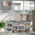 thumbnail image 4 of Queip Shoe Storage Bench, Cubby Shoe Rack Entryway Bench, 3-Tier Shoe Rack Bench 10 Cubbies Adjustable Entrance Organizer Shelf for Hallway -White, 4 of 9
