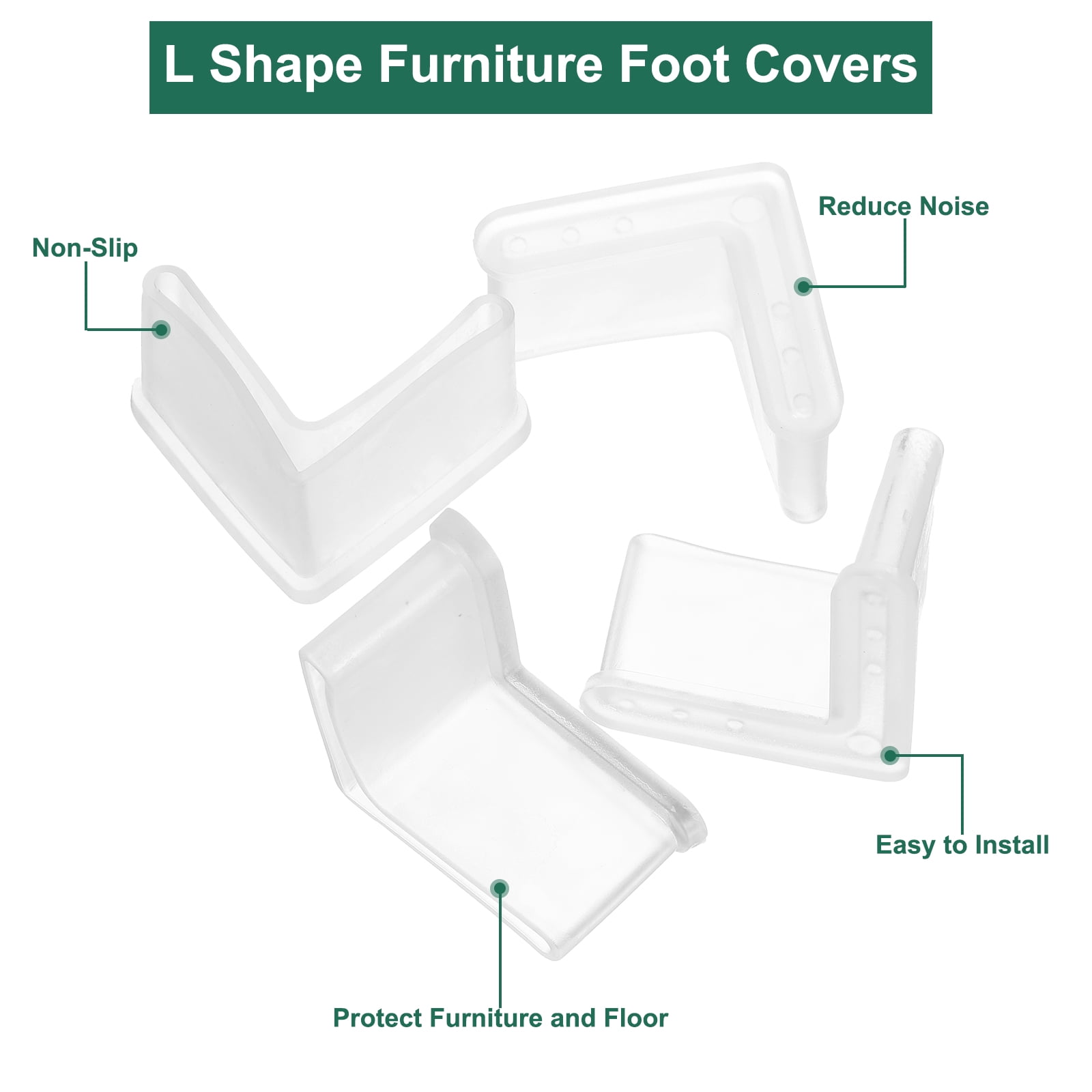 Unique Bargains L Shaped Furniture Angle Pads Floor Anti Slip Black 1.38" x 1.38"