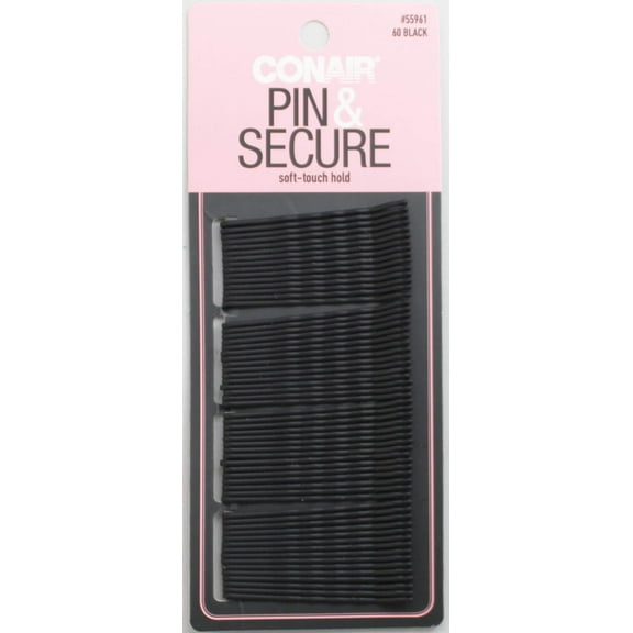 Conair Soft-touch Hold Secure Bobby Pin, Black, 60 pcs