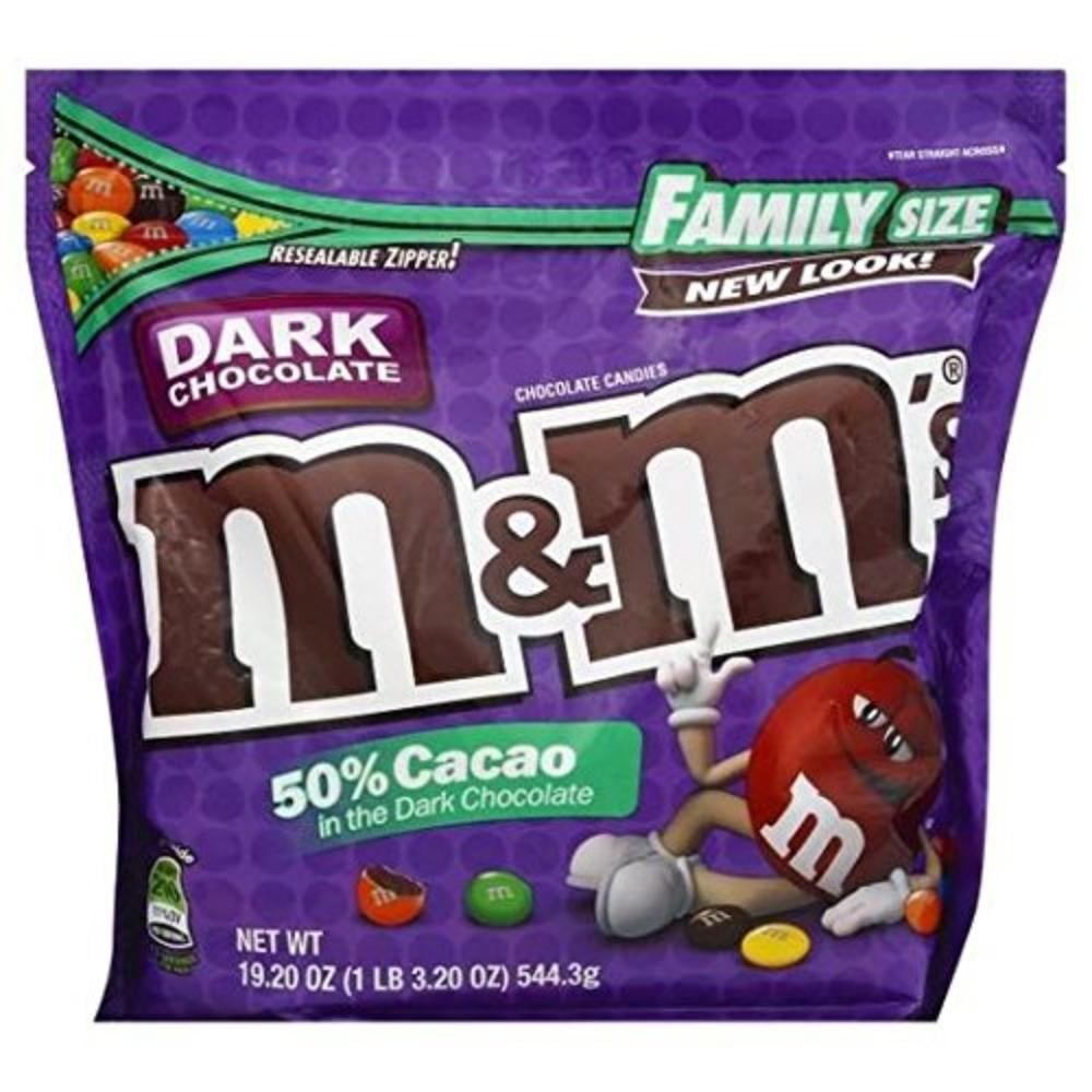 M&M CHOCOLATE CANDY DARK CHOCOLATE 19.2 OZ, FAMILY SIZE