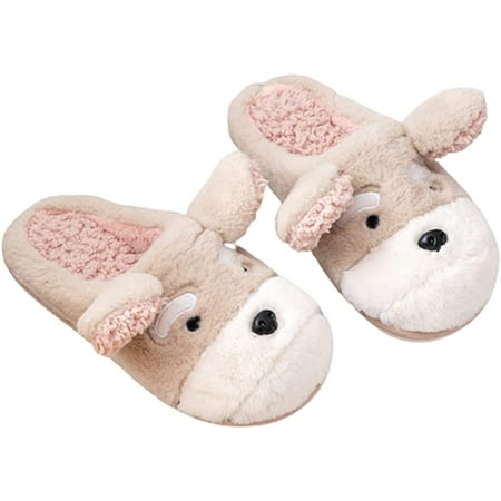 

CoCopeaunts Cute Animal House Slippers for Women Soft Plush Slippers Cozy Funny Puppy House Slippers Warm Memory Foam Winter Home Slippers