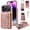 Rosegold, variant on Nalacover RFID Blocking Wallet Case for iPhone 16e/17e, Shockproof PU Leather Magnetic Button Zipper Purse Card Slots & Kickstand Crossbody Phone Case with Shoulder & Wrist Strap,Purple