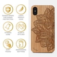 thumbnail image 4 of Case Yard Wooden Case Outside Soft TPU Silicone, Slim Fit Shockproof Wood Protective Phone Cover for Girls Boys Men and Women, Supports Wireless Charging Lotus Flower Design case for iPhone-X, 4 of 7
