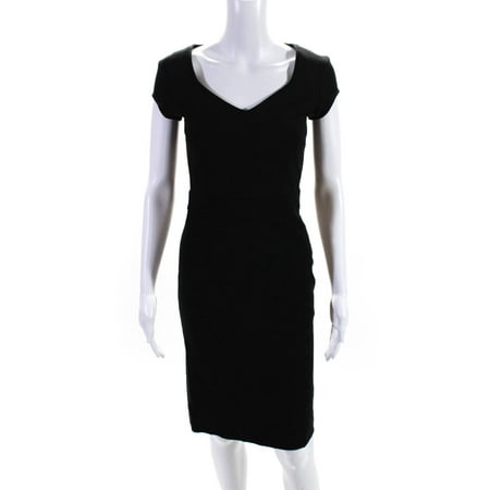 

Pre-owned|Barneys New York Womens V Neck Short Sleeve Pencil Dress Black Size EUR 34