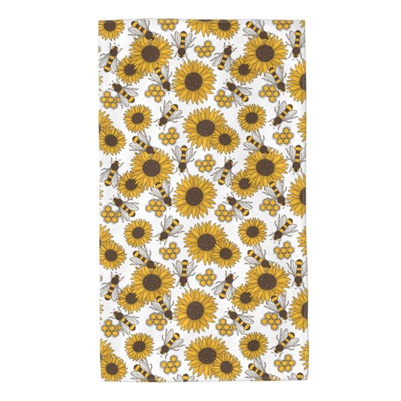 Rateoe Sunflowers and Bees Pattern Microfiber Towel, Beach Towel, Pool Towel, Quick-dry Travel Towel, Soft and Plush towel, Absorbent Towel-27.5x16 Inch
