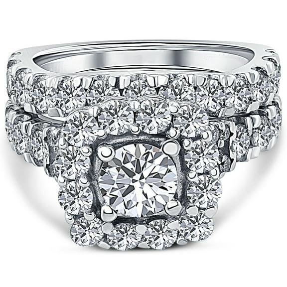 Edge Jewel 1.22 Ct Round Cut Diamond Rings for Women's - 14K White Gold Plated Rings for Her - 23rd Anniversary Gifts Not Too Expensive - Wedding Jewellery For Bridesmaids Silver - Proposal Rings