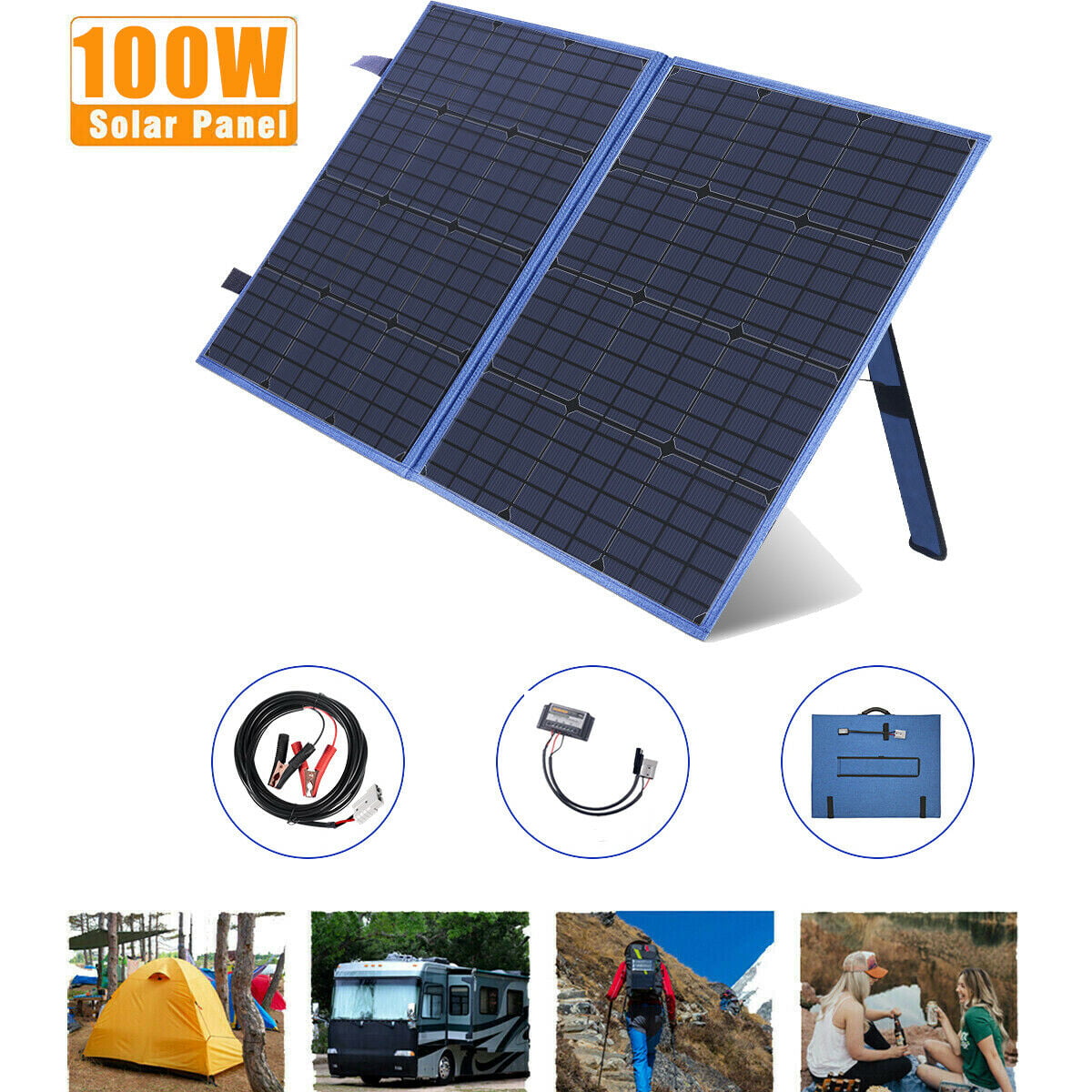 Portable 12V 5W Solar Panel Power Monocrystal Backup Charger Kit For Car Battery 