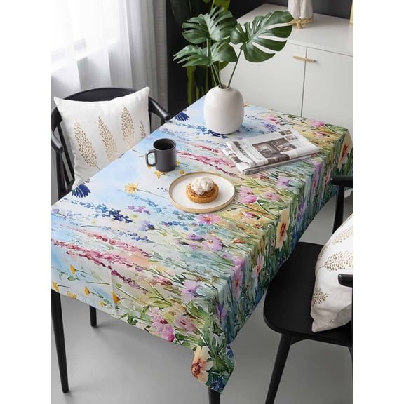 Spring Floral Tablecloth Rectangle Table Cloths 54x108, Waterproof Outdoor Table Cloth Covers Decorative Table Protector, Summer Botanical Hummingbird Washable Table Cover for Kitchen Dinning Party