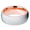 thumbnail image 3 of Silly Kings 8mm High Polished Silver Tungsten Carbide Wedding Ring Rose Gold Inlay Dome Unisex Band 7, 3 of 3