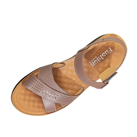 

Qufokar Wide Calf High Boots for Women Cutout Sandals for Women Women Flat Soft Leather Sandals Cutout Soft Sole Ladies Sandals Open Toe Flat Sandals